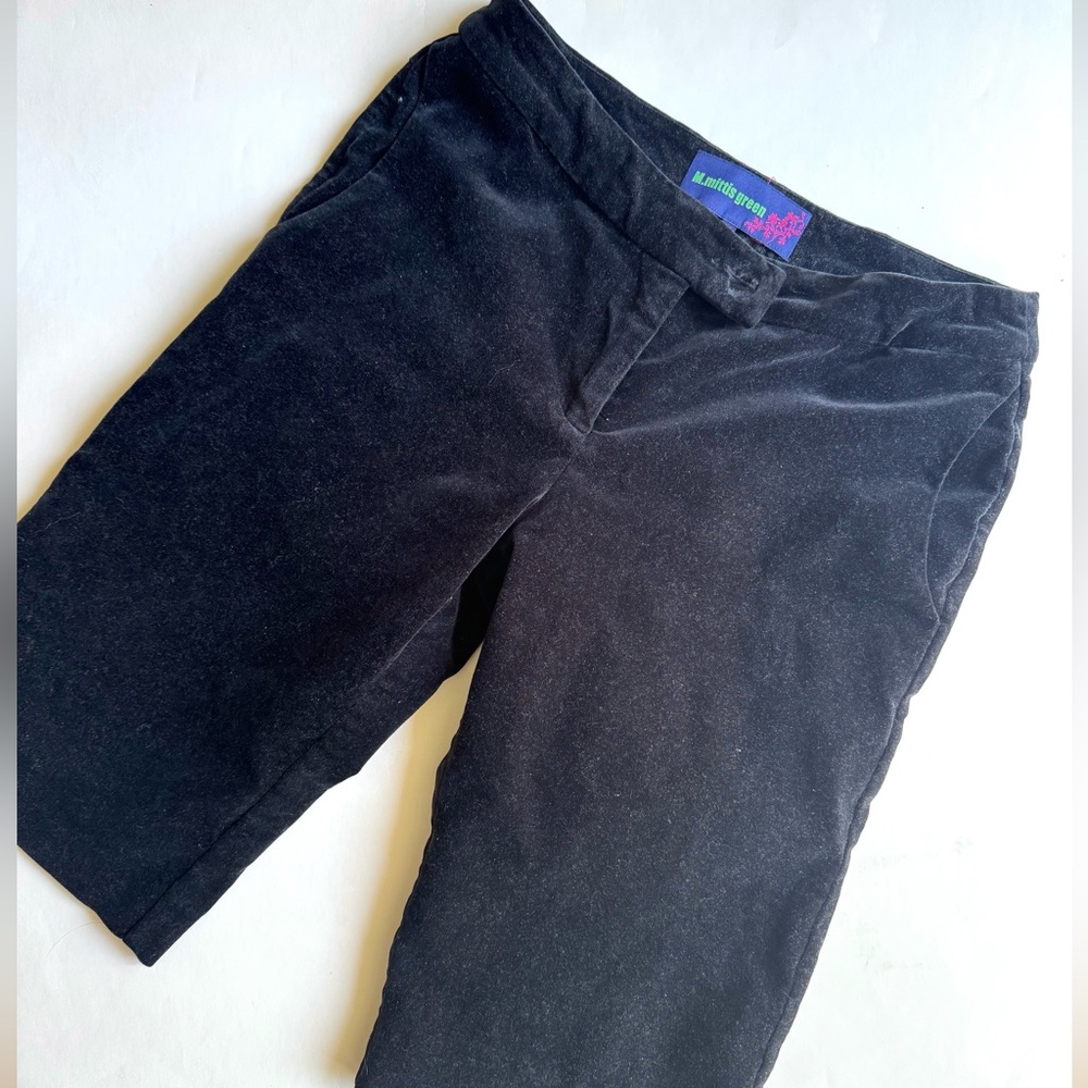 Vintage Black Velvet Low Rise Bermuda Shorts